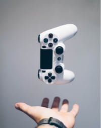 console floating over a hand